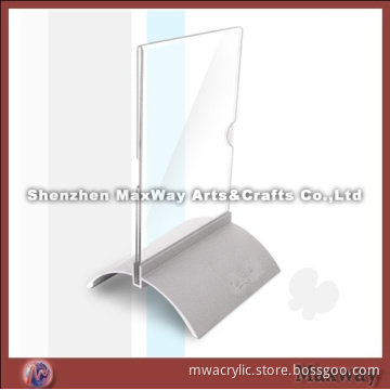Transparent lucite/acrylic menu holder with arched base